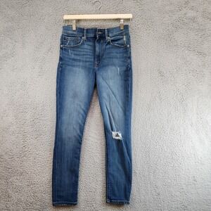 Express Ankle Legging Jeans Women's 4‎ Blue Stretch Cotton High-Rise Distressed